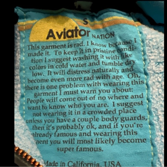 AVIATOR NATION 5 STRIPE HOODIE - NEON BLUE // NEON RAINBOW | EUC!!🩵🌈🩵🌈 - Picture 12 of 13